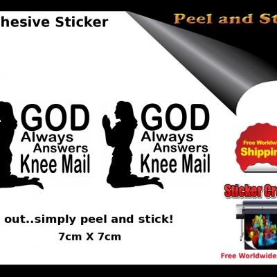 V22 God Answers Knee Mail Sticker