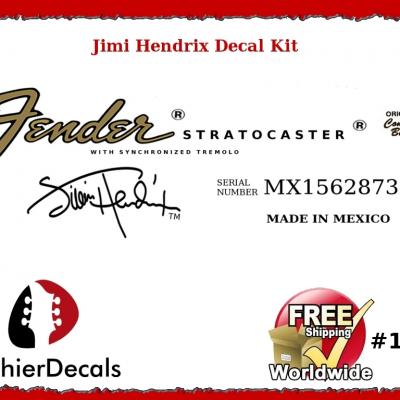 108b Jimi Hendrix Stratocaster Decal Gold