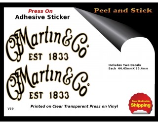 Martin & Co. Peel and Stick Rub on Guitar Decal V39