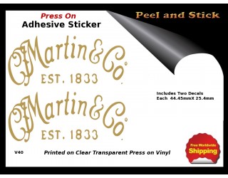 Martin & Co. Peel and Stick Rub on Guitar Decal V40