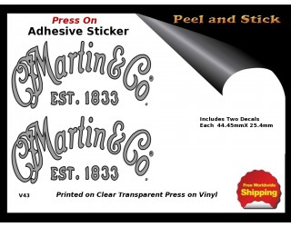 Martin & Co. Peel and Stick Rub on Guitar Decal V43