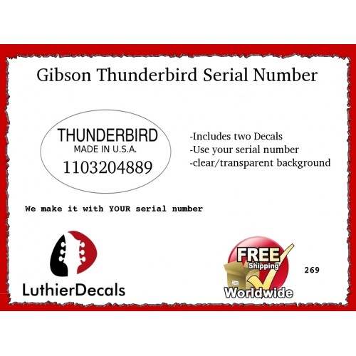 Gibson Thunderbird Firebird Guitar Decal 269
