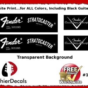 Fender Decal Stratocaster White Guitar Decal #101w