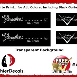 Fender Decal Stratocaster White Guitar Decal #49w