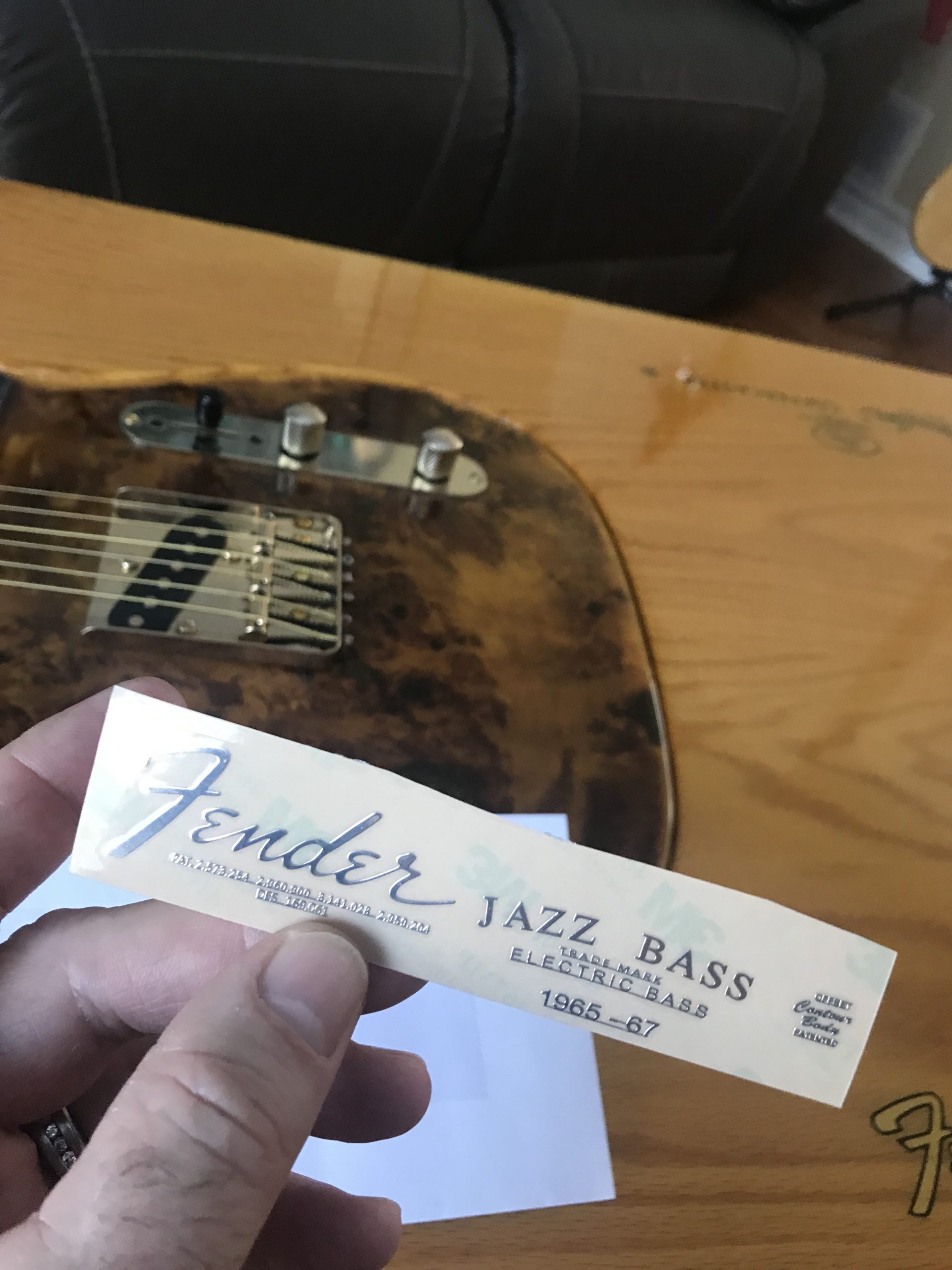 Fender Jazz Bass Guitar Decal M92 - Image 2