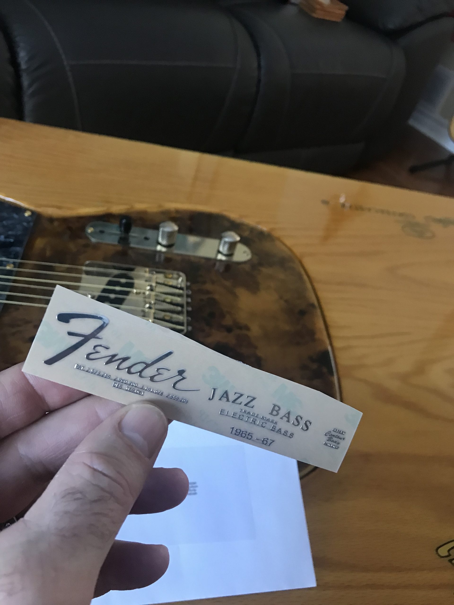 Fender Jazz Bass Guitar Decal M92 - Image 6