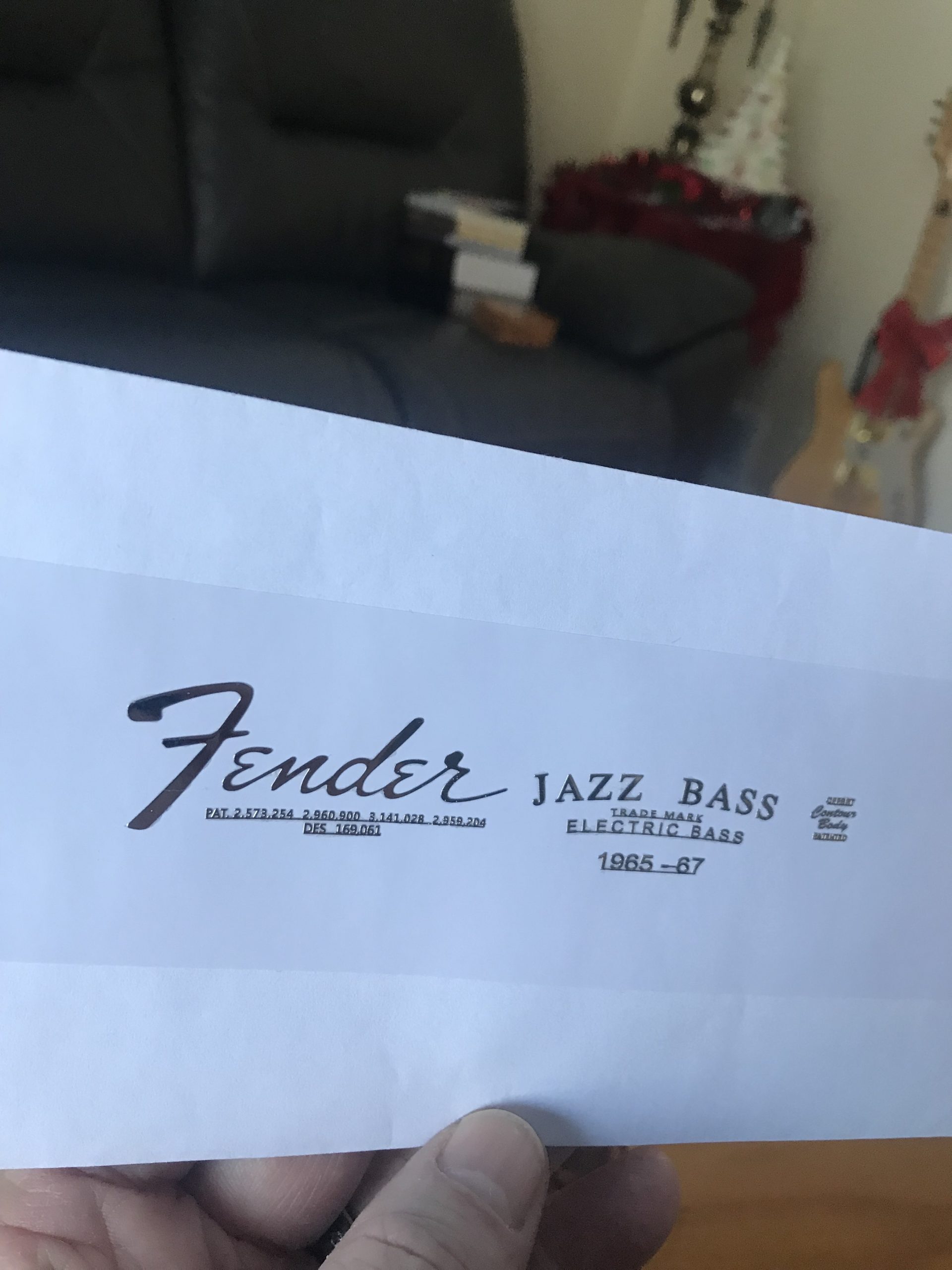 Fender Jazz Bass Guitar Decal M92 - Image 10