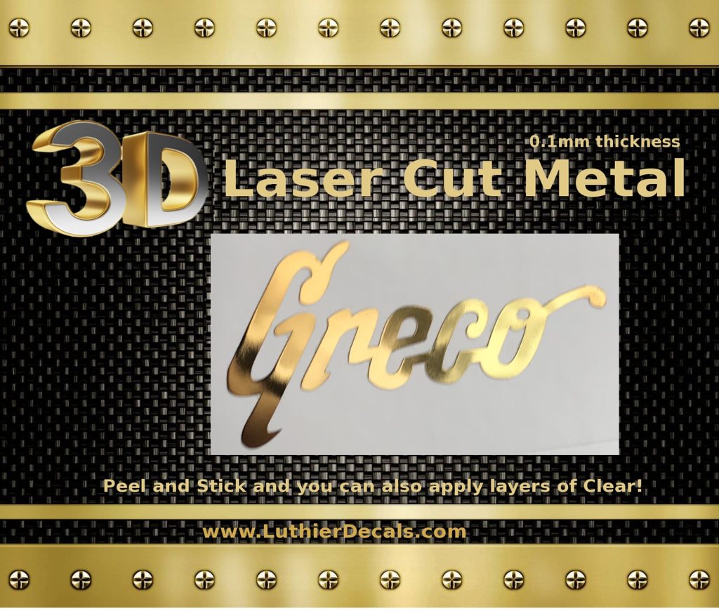 Greco Guitar Decal 3D laser Cut Metal M12b