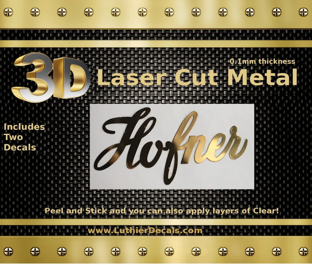 Hofner Guitar Decal 3D Laser Metal M14