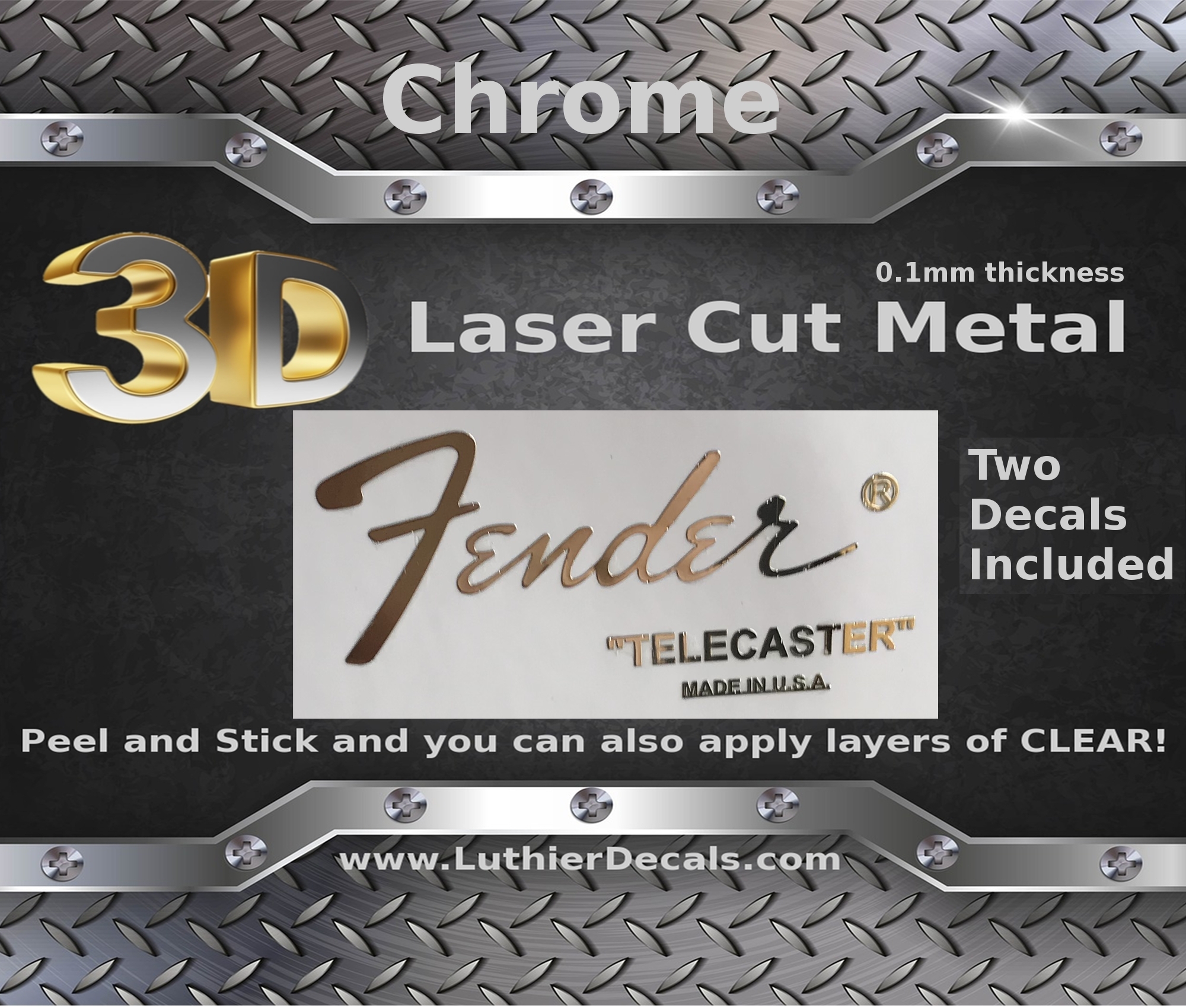 Fender Telecaster 3D Metal Guitar Decal M15