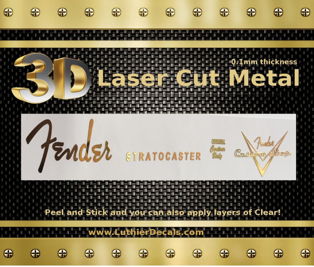Fender Stratocaster Guitar Decal 3D Metal M22b