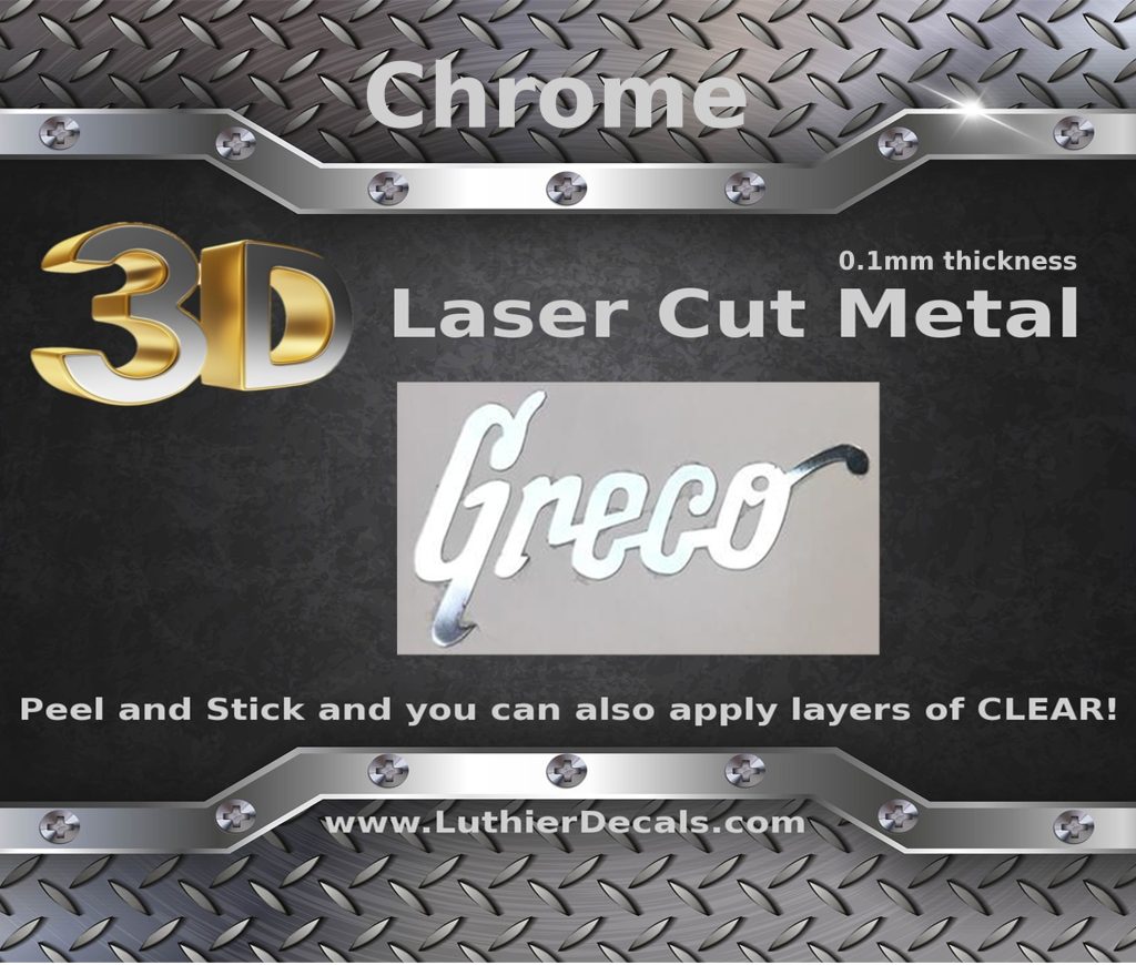 Greco Guitar Decal 3D laser Cut Metal M35b