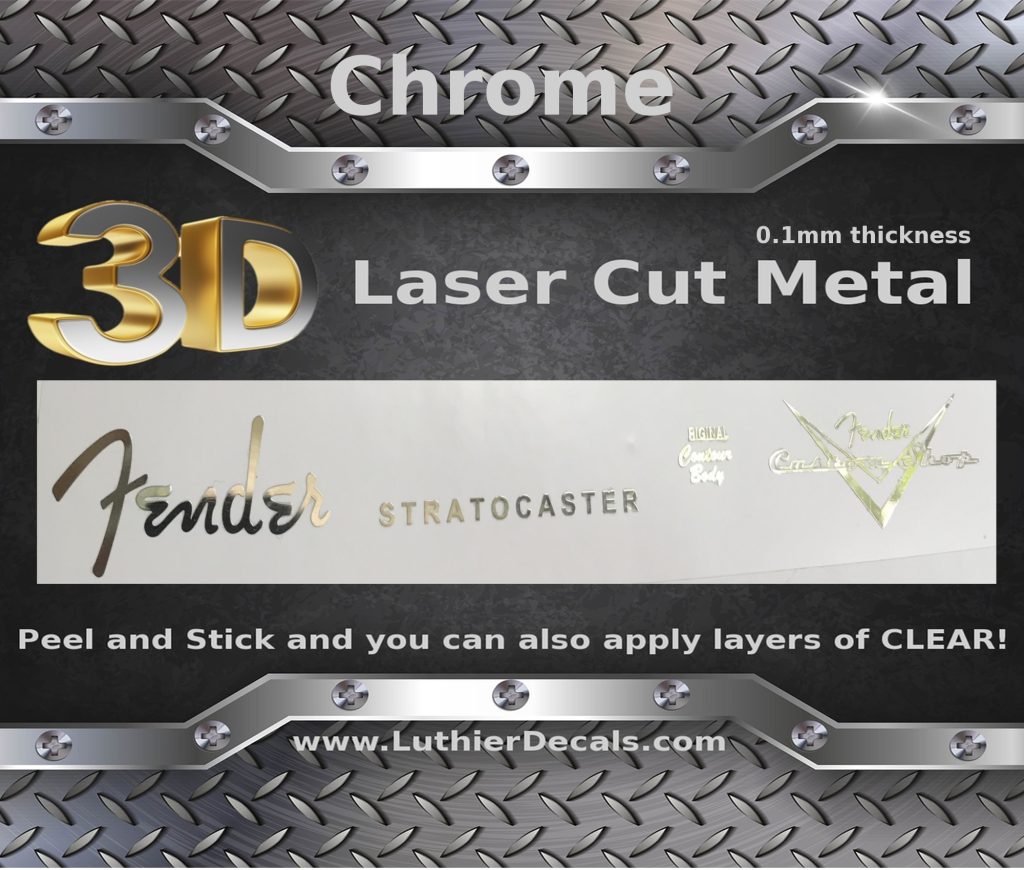 Fender Stratocaster Guitar Decal 3D Metal M39b