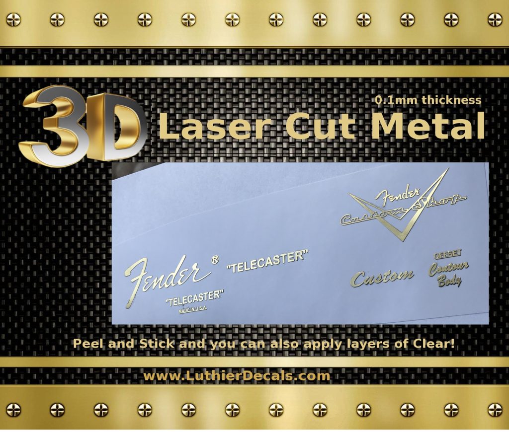 Fender Telecaster 3D Metal Guitar Decal M3b