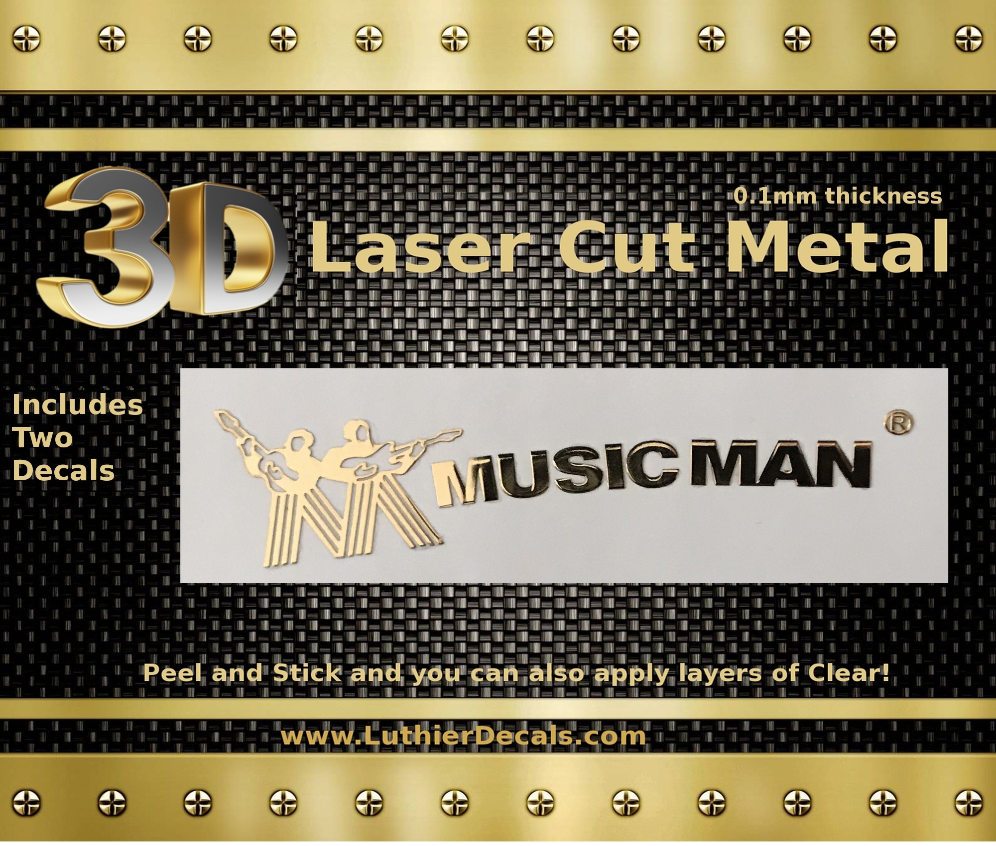 Musicman Guitar Decal 3D laser Cut Metal M40b