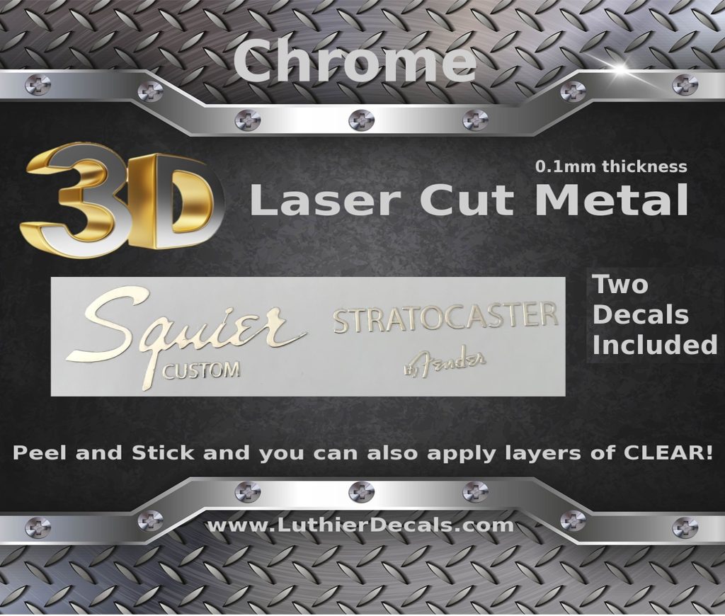 Squier Stratocaster Guitar Decal 3D Metal M60