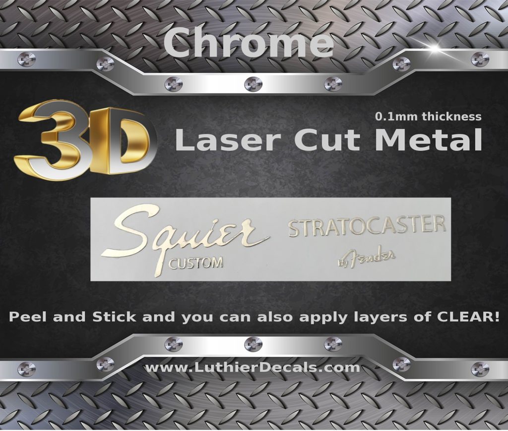 Fender Stratocaster Guitar Decal 3D Metal M60b