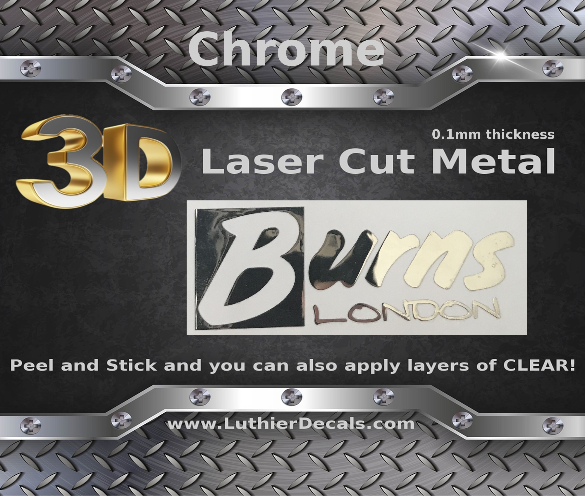 Burns Guitar Decal Metal Laser M68b