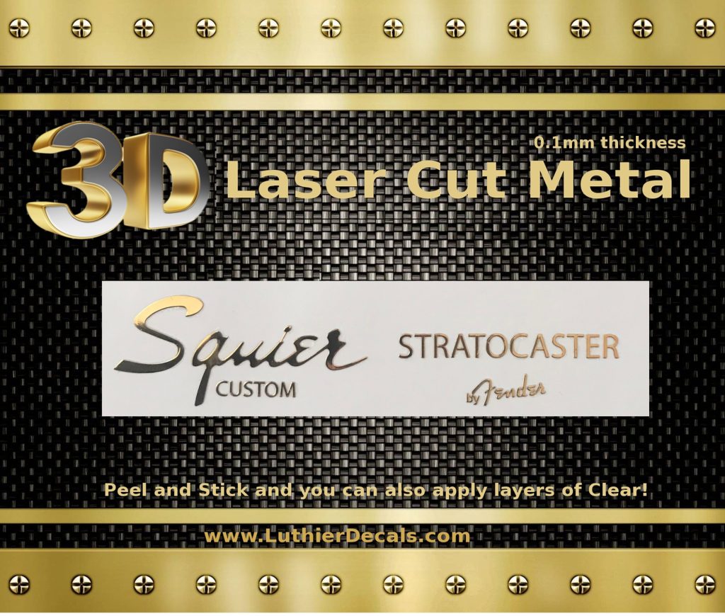 Squier Stratocaster Guitar Decal 3D Metal M89b